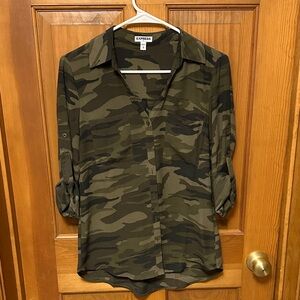 Women's Express Green Camouflage Blouse